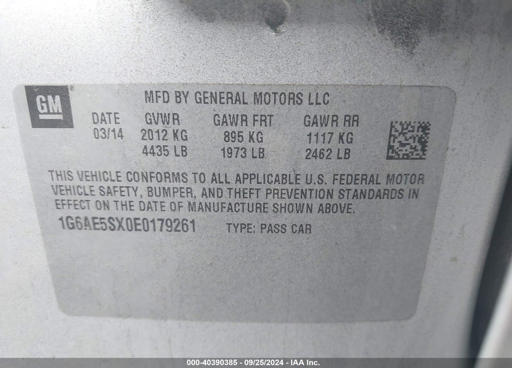 2014 CADILLAC ATS PREMIUM VIN: 1G6AE5SX0E0179261