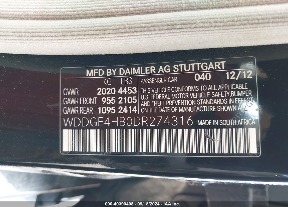 2013 MERCEDES-BENZ C 250 LUXURY/SPORT VIN: WDDGF4HB0DR274316