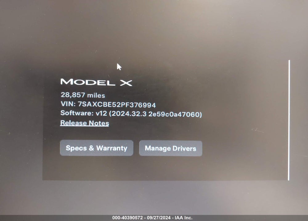 2023 TESLA MODEL X DUAL MOTOR ALL-WHEEL DRIVE/STANDARD RANGE VIN: 7SAXCBE52PF376994