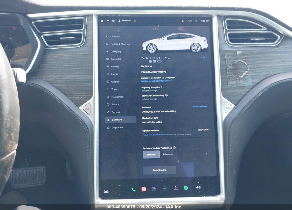 2015 TESLA MODEL S 70D/85D/P85D VIN: 5YJSA1E25FF115970