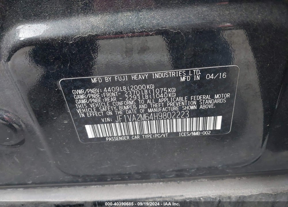 2017 SUBARU WRX STI VIN: JF1VA2M64H9802223