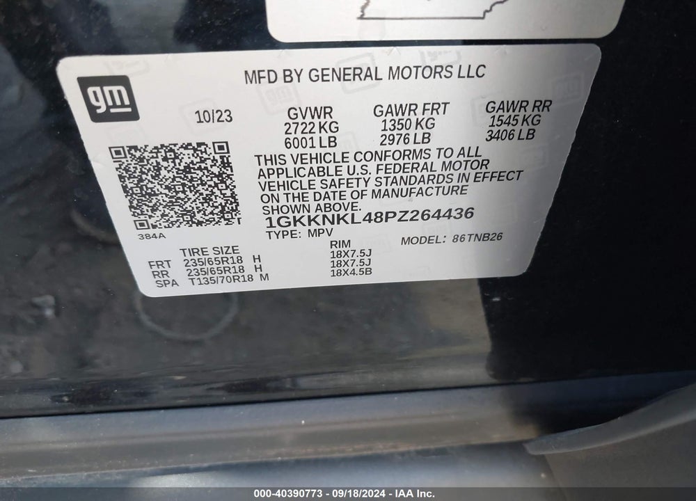 2023 GMC ACADIA FWD SLE VIN: 1GKKNKL48PZ264436