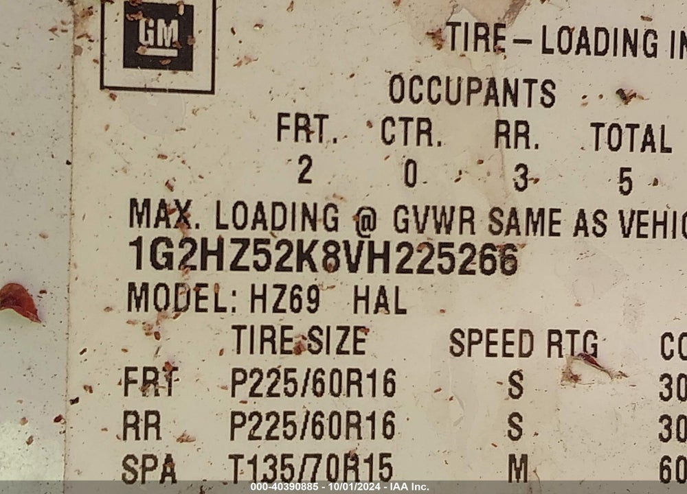 1997 PONTIAC SSE VIN: 1G2HZ52K8VH225266