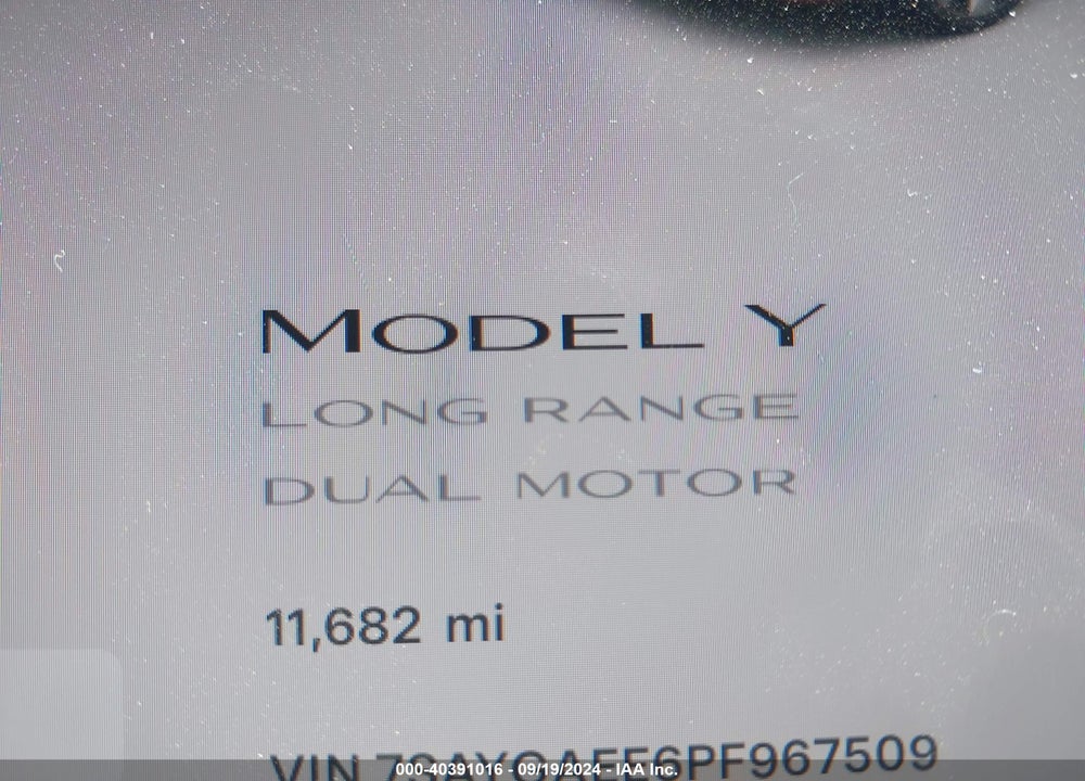 2023 TESLA MODEL Y AWD/LONG RANGE DUAL MOTOR ALL-WHEEL DRIVE VIN: 7SAYGAEE6PF967509