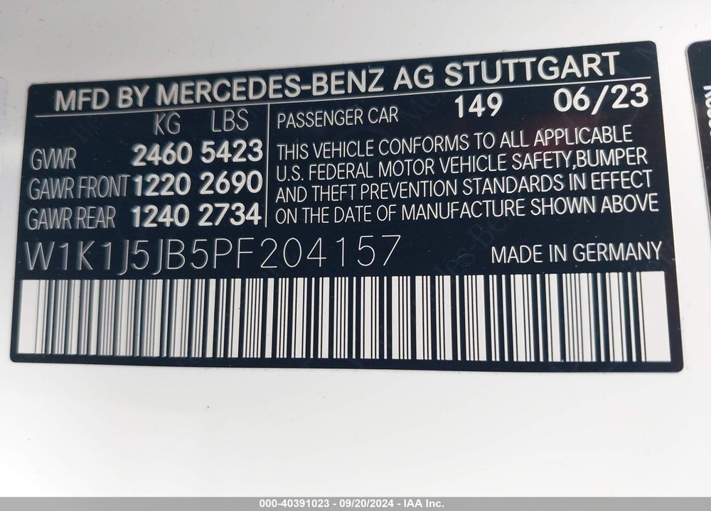 2023 MERCEDES-BENZ E 450 VIN: W1K1J5JB5PF204157
