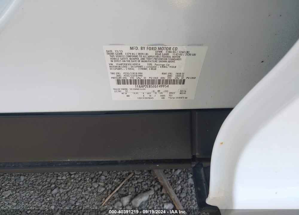 2014 FORD TAURUS SEL VIN: 1FAHP2E85EG149954