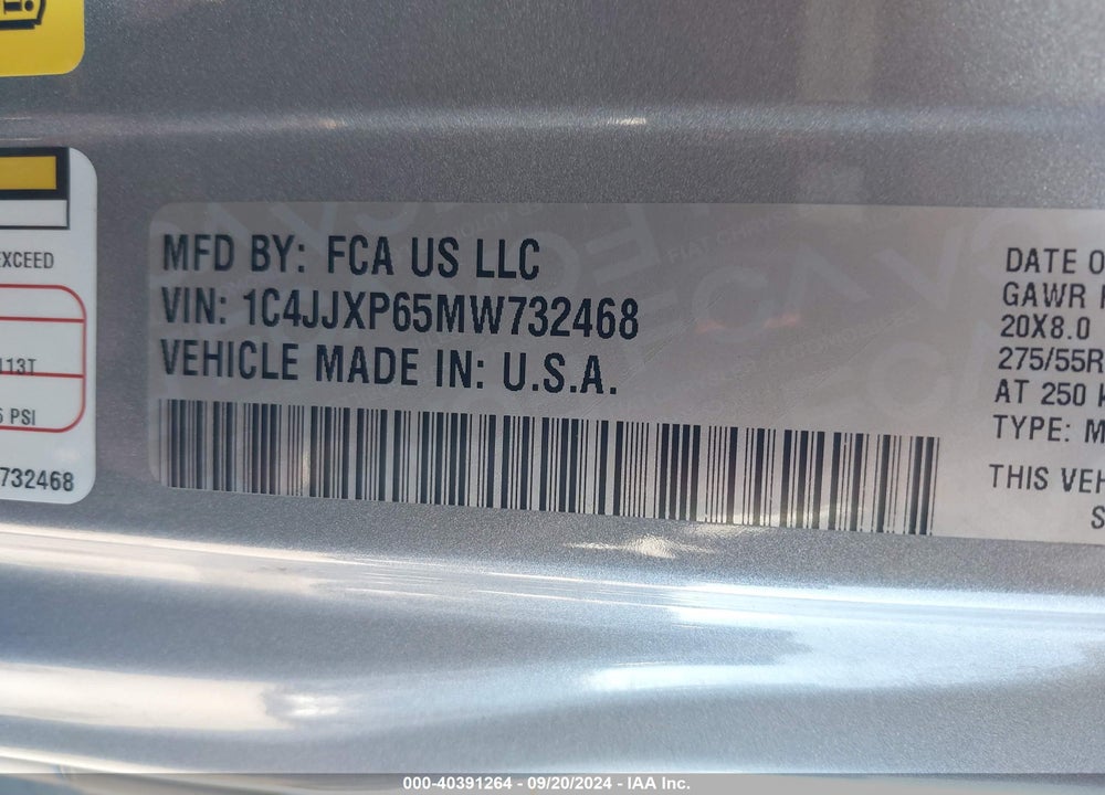 2021 JEEP WRANGLER 4XE UNLIMITED SAHARA 4X4 VIN: 1C4JJXP65MW732468