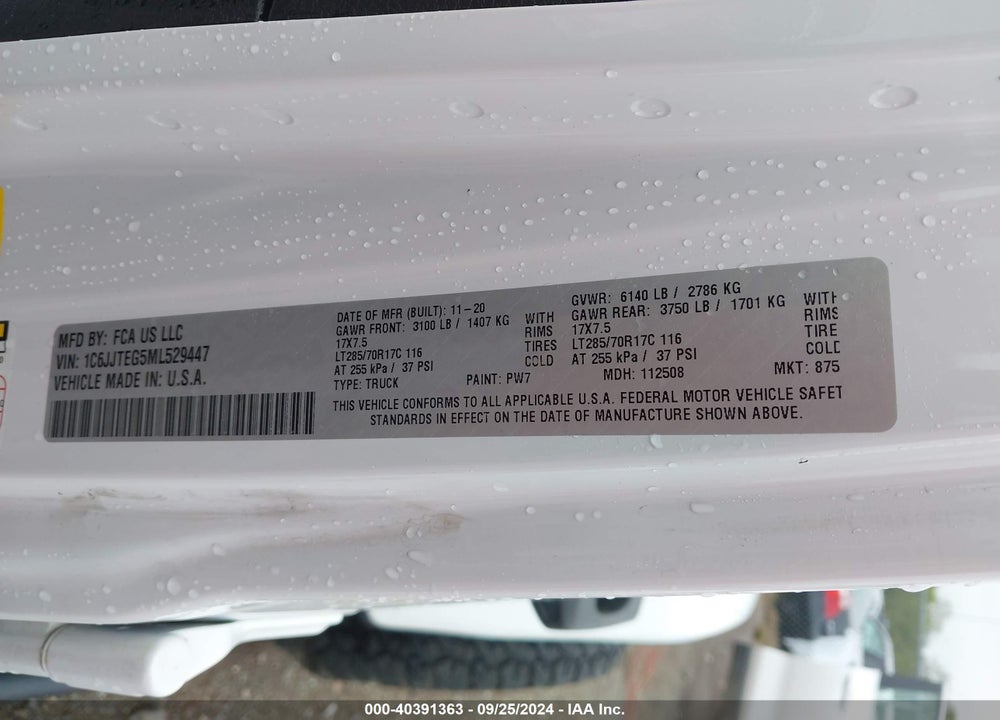 2021 JEEP GLADIATOR MOJAVE 4X4 VIN: 1C6JJTEG5ML529447