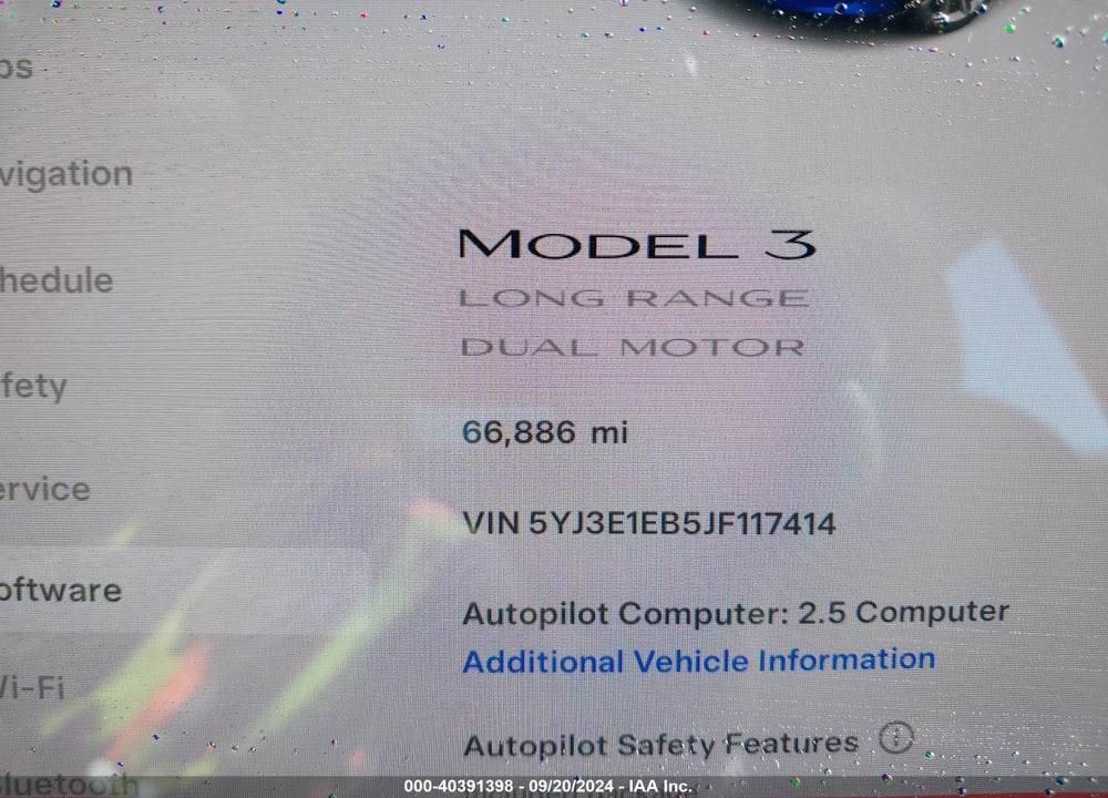 2018 TESLA MODEL 3 LONG RANGE/PERFORMANCE VIN: 5YJ3E1EB5JF117414