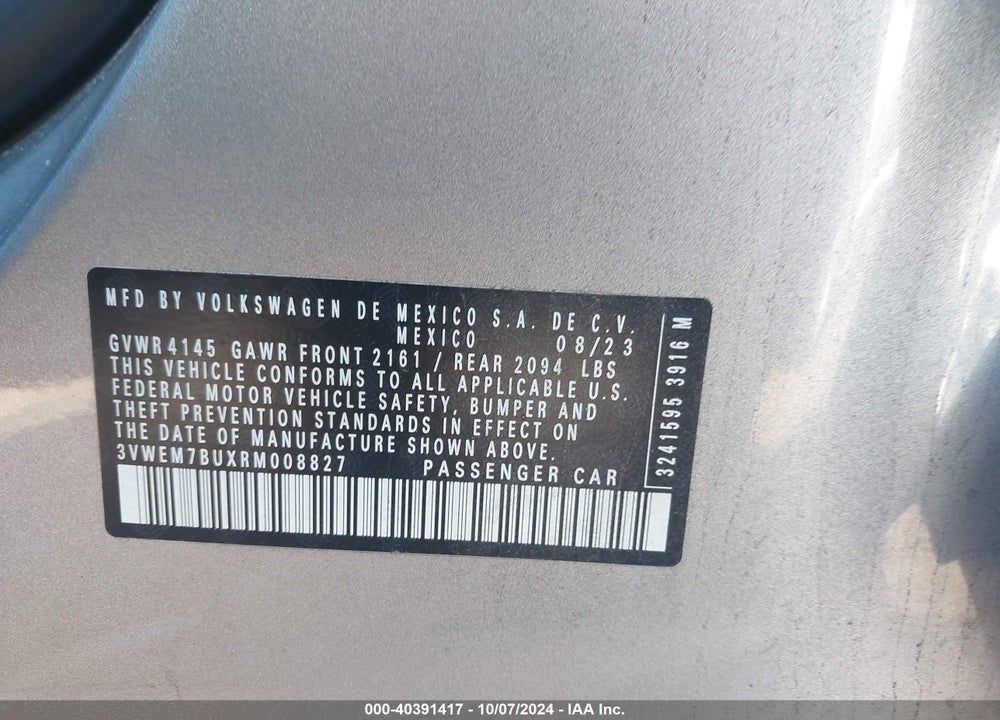 2024 VOLKSWAGEN JETTA 1.5T SE VIN: 3VWEM7BUXRM008827