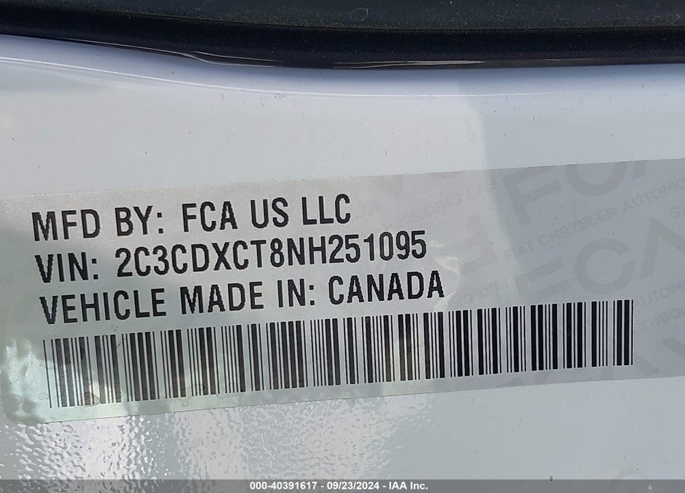 2022 DODGE CHARGER R/T VIN: 2C3CDXCT8NH251095