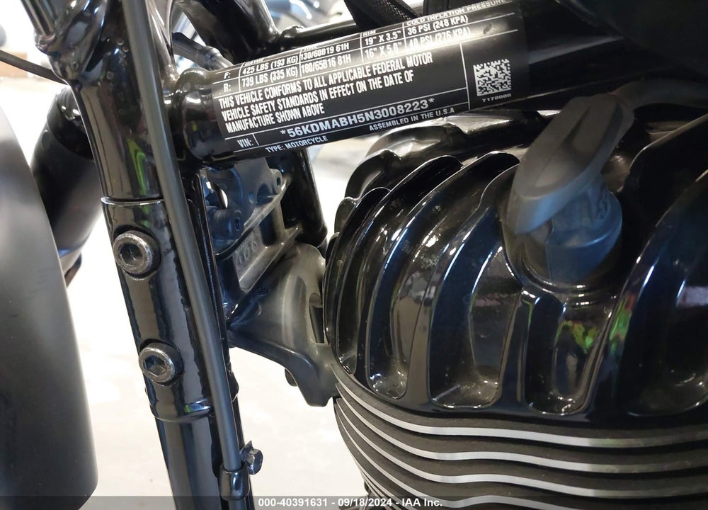 2022 INDIAN MOTORCYCLE CO. CHIEF DARK HORSE ABS VIN: 56KDMABH5N3008223