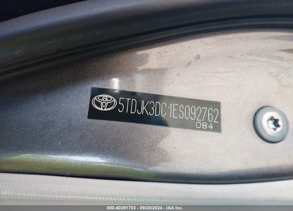 2014 TOYOTA SIENNA LE 7 PASSENGER VIN: 5TDJK3DC1ES092762