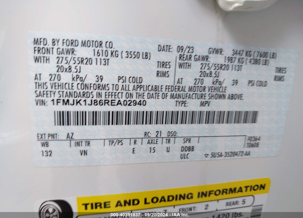 2024 FORD EXPEDITION XLT MAX VIN: 1FMJK1J86REA02940