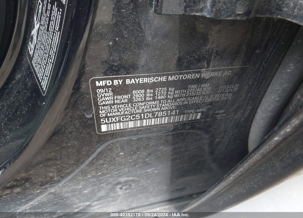 2013 BMW X6 XDRIVE35I VIN: 5UXFG2C51DL785141
