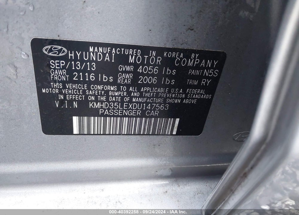 2013 HYUNDAI ELANTRA GT VIN: KMHD35LEXDU147563