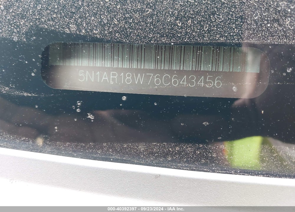 2006 NISSAN PATHFINDER S VIN: 5N1AR18W76C643456