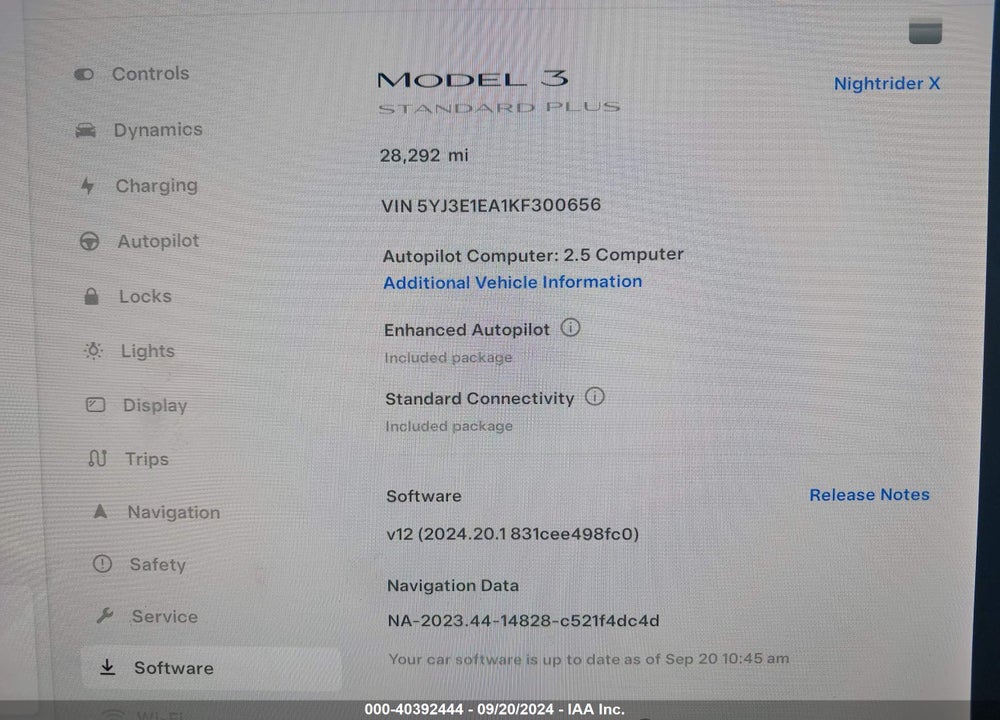 2019 TESLA MODEL 3 LONG RANGE/MID RANGE/STANDARD RANGE/STANDARD RANGE PLUS VIN: 5YJ3E1EA1KF300656