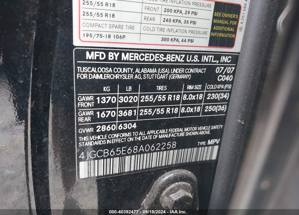 2008 MERCEDES-BENZ R 350 4MATIC VIN: 4JGCB65E68A062258