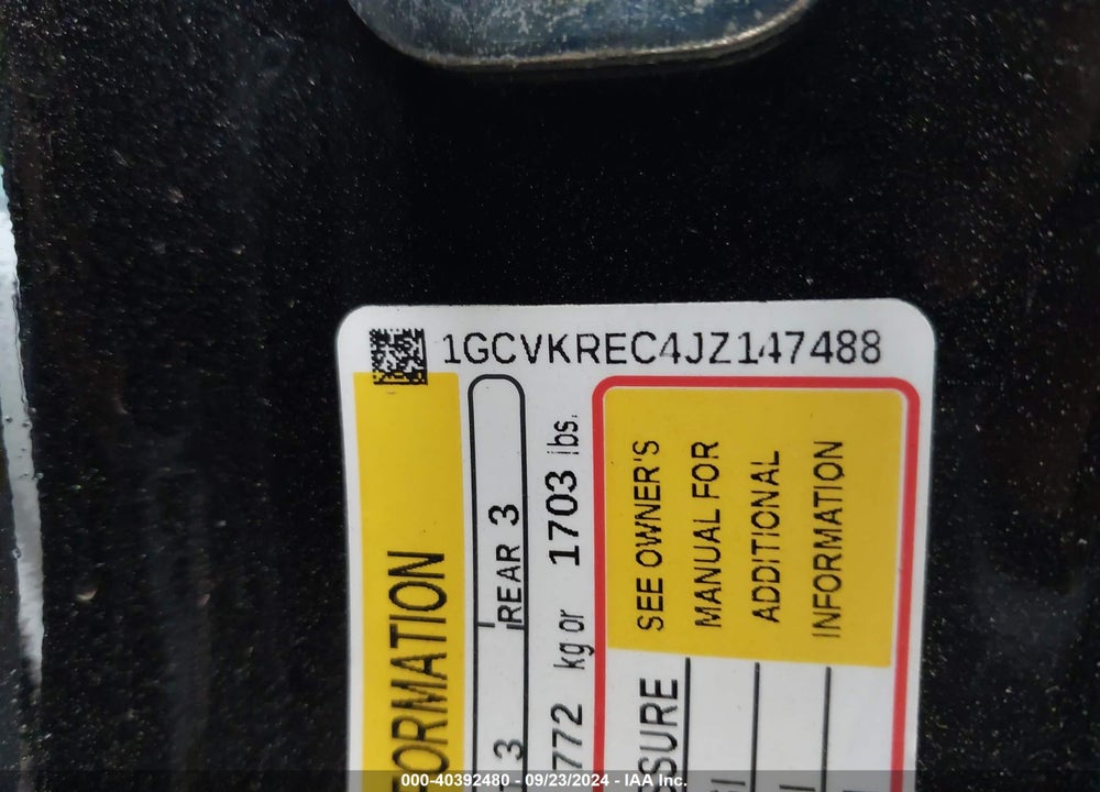 2018 CHEVROLET SILVERADO 1500 2LT VIN: 1GCVKREC4JZ147488