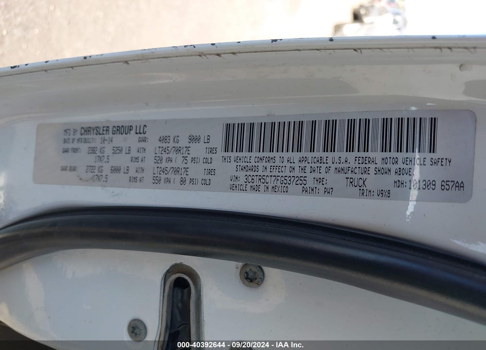 2015 RAM 2500 TRADESMAN VIN: 3C6TR5CT7FG537255
