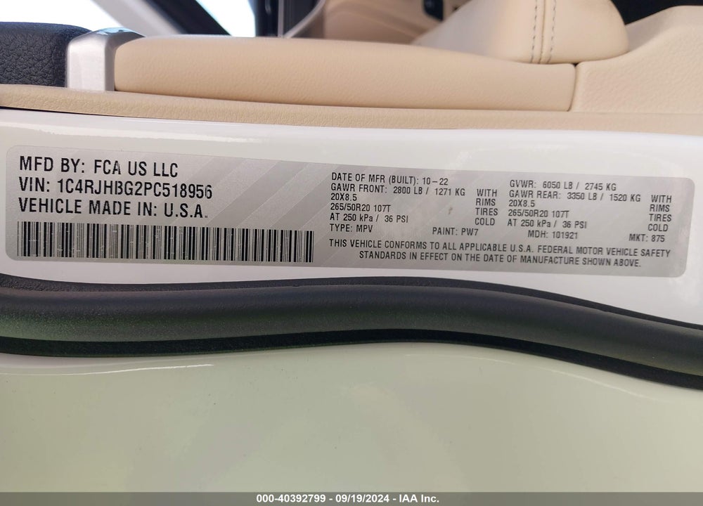 2023 JEEP GRAND CHEROKEE LIMITED 4X4 VIN: 1C4RJHBG2PC518956