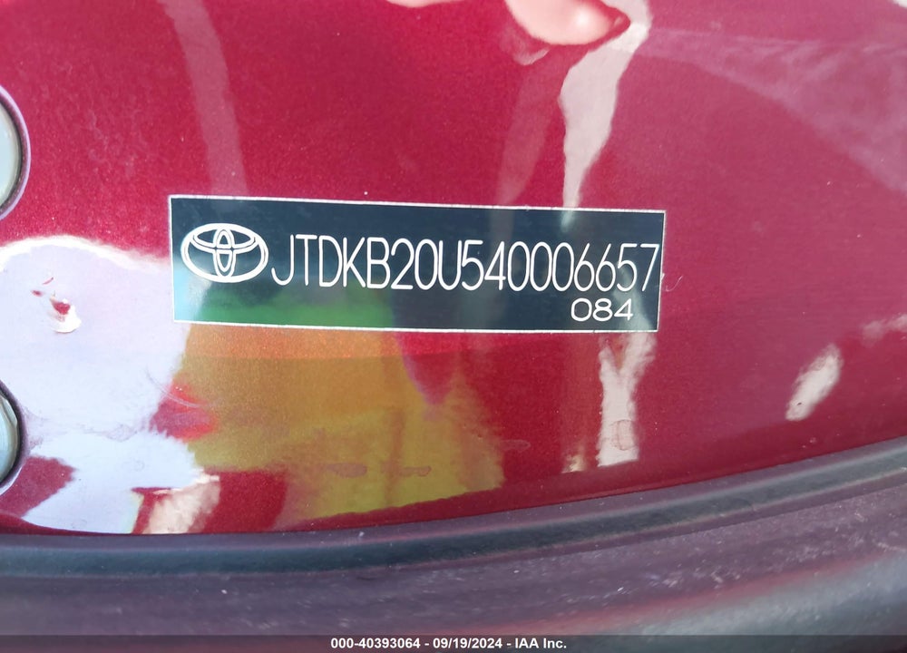 2004 TOYOTA PRIUS VIN: JTDKB20U540006657