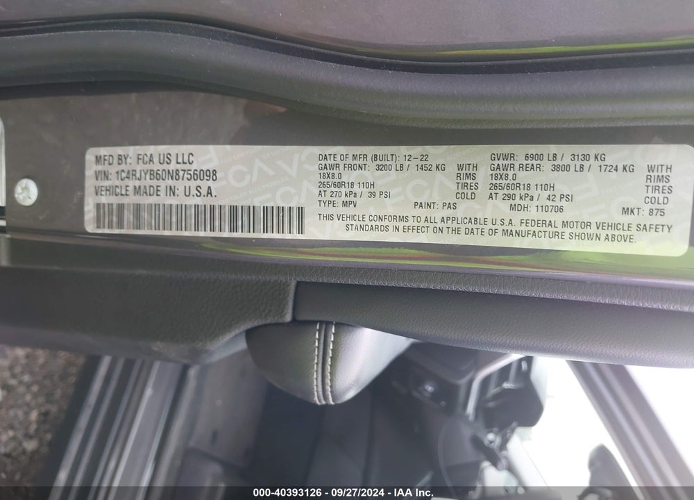 2022 JEEP GRAND CHEROKEE 4XE LIMITED 4X4 VIN: 1C4RJYB60N8756098