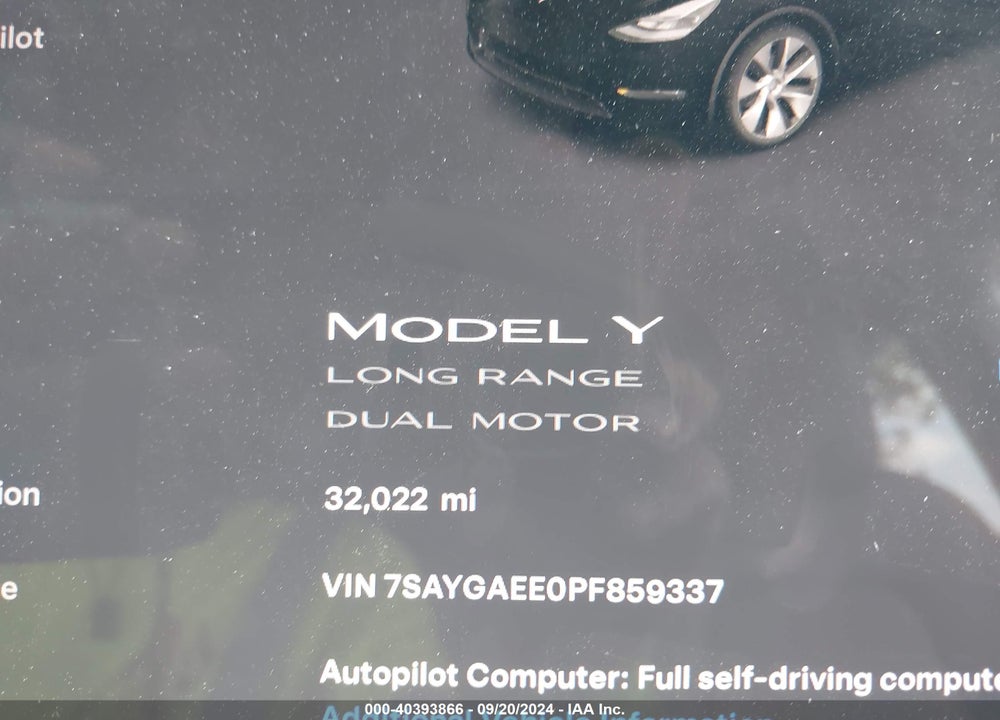 2023 TESLA MODEL Y AWD/LONG RANGE DUAL MOTOR ALL-WHEEL DRIVE VIN: 7SAYGAEE0PF859337
