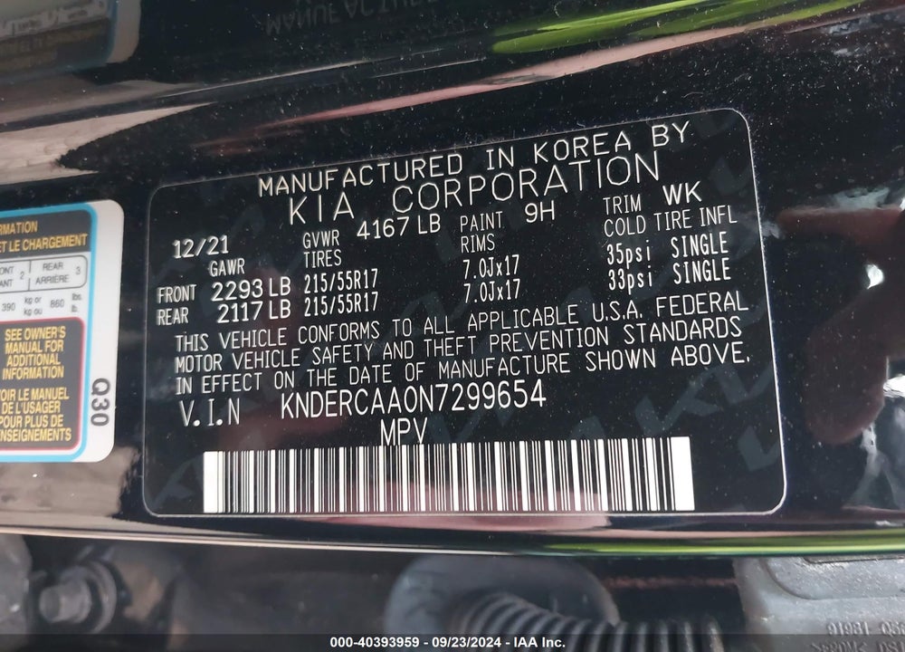 2022 KIA SELTOS EX VIN: KNDERCAA0N7299654