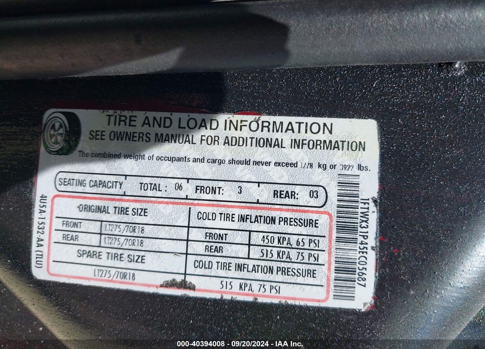 2005 FORD F-350 LARIAT/XL/XLT VIN: 1FTWX31P45EC05687