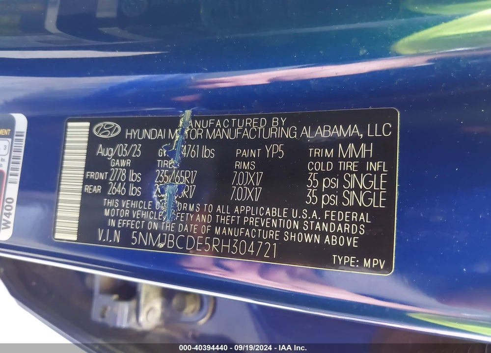 2024 HYUNDAI TUCSON SEL VIN: 5NMJBCDE5RH304721