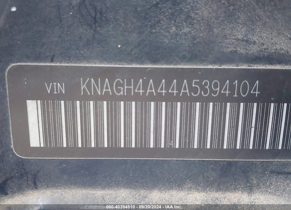 2010 KIA OPTIMA VIN: KNAGH4A44A5394104