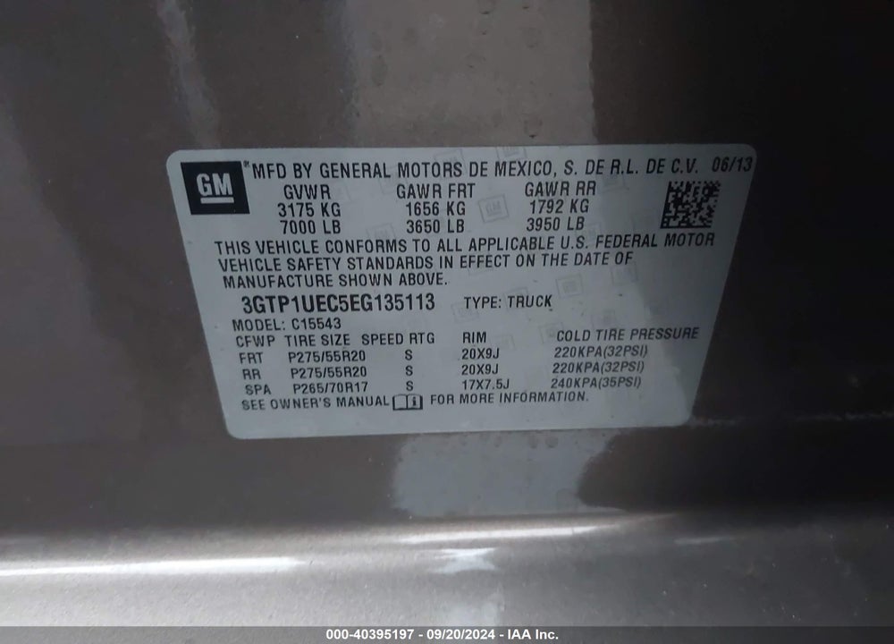 2014 GMC SIERRA 1500 SLE VIN: 3GTP1UEC5EG135113