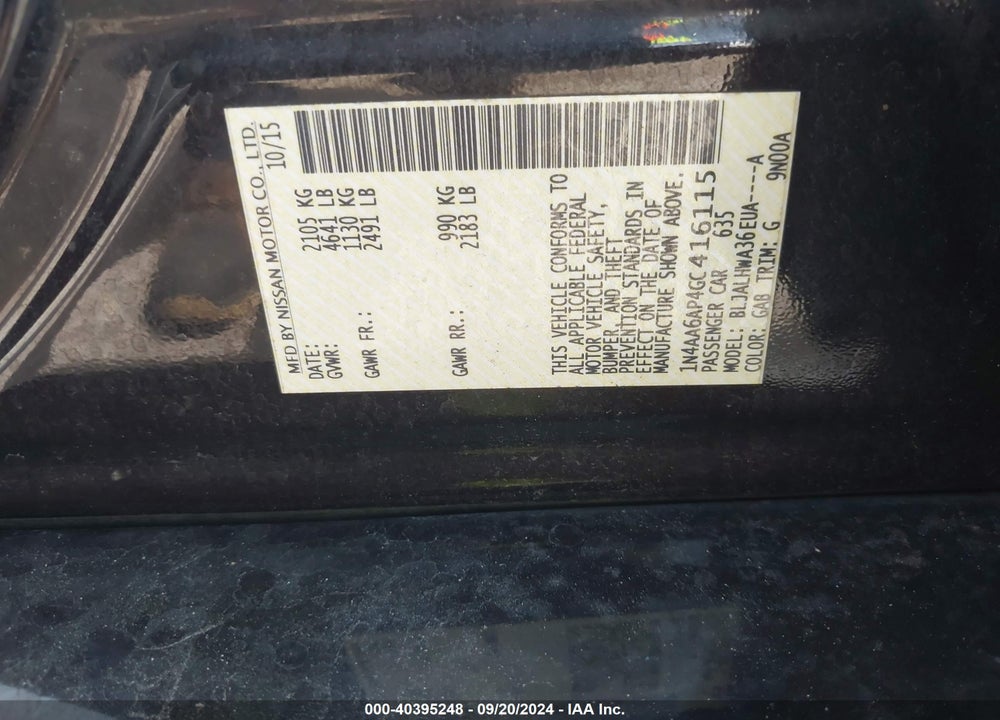 2016 NISSAN MAXIMA 3.5 PLATINUM VIN: 1N4AA6AP4GC416115