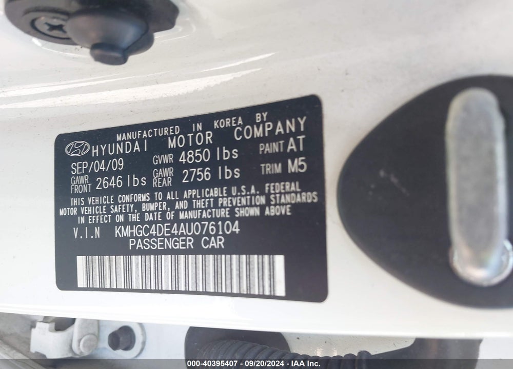 2010 HYUNDAI GENESIS 3.8 VIN: KMHGC4DE4AU076104