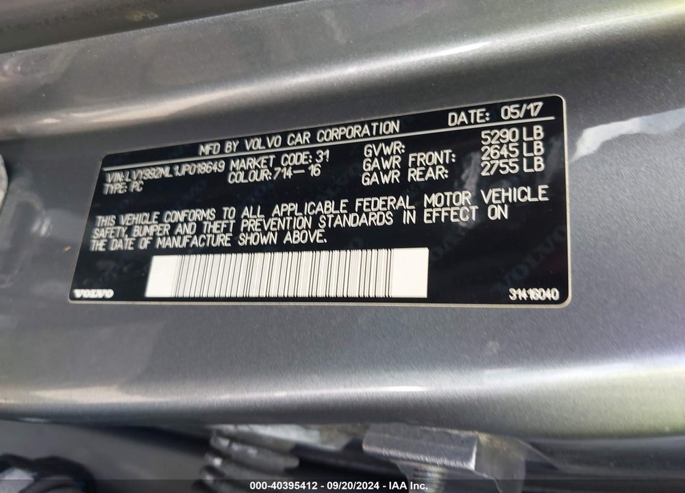 2018 VOLVO S90 T6 INSCRIPTION VIN: LVY992ML1JP018649