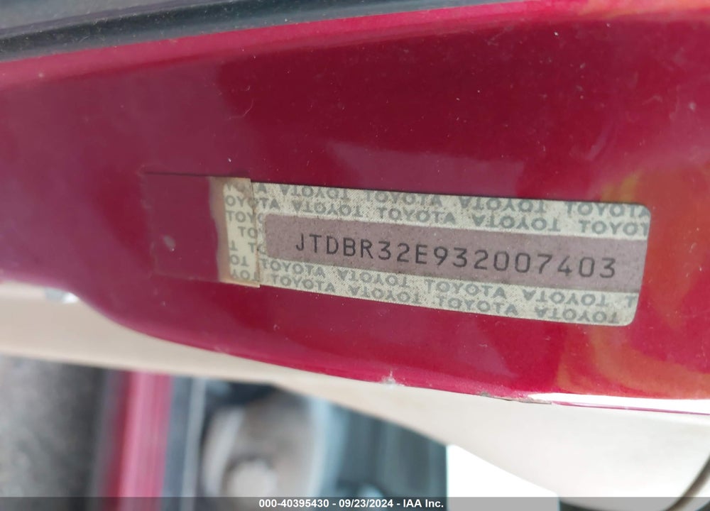 2003 TOYOTA COROLLA LE VIN: JTDBR32E932007403