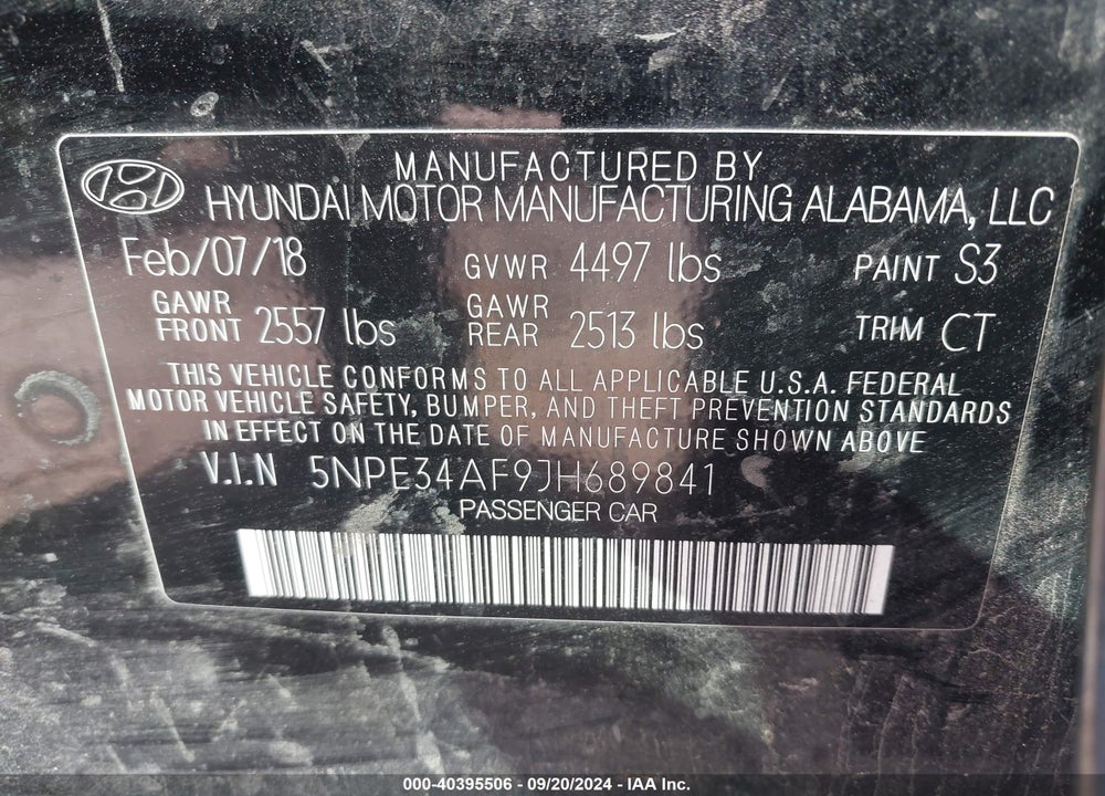 2018 HYUNDAI SONATA LIMITED VIN: 5NPE34AF9JH689841