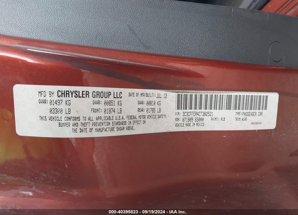 2012 FIAT 500C LOUNGE VIN: 3C3CFFER4CT382521
