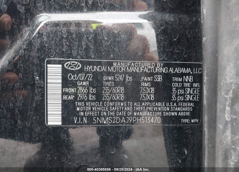 2023 HYUNDAI SANTA FE SEL VIN: 5NMS2DAJ9PH513470