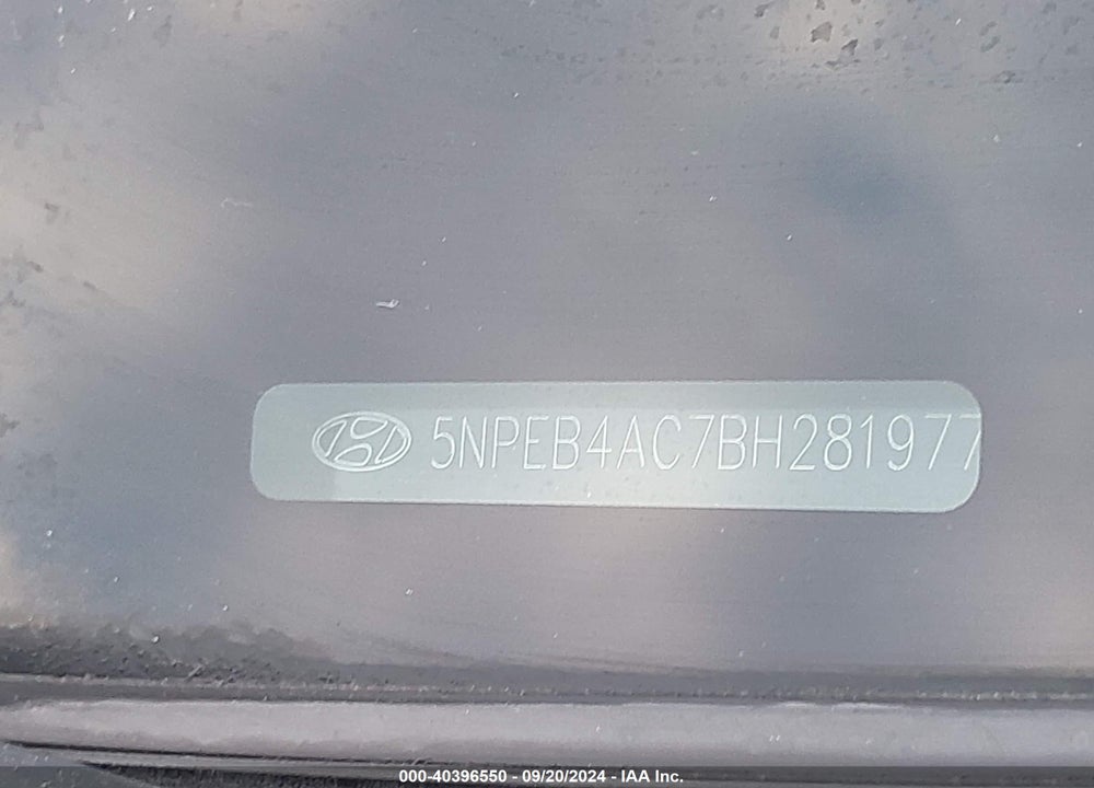 2011 HYUNDAI SONATA GLS VIN: 5NPEB4AC7BH281977