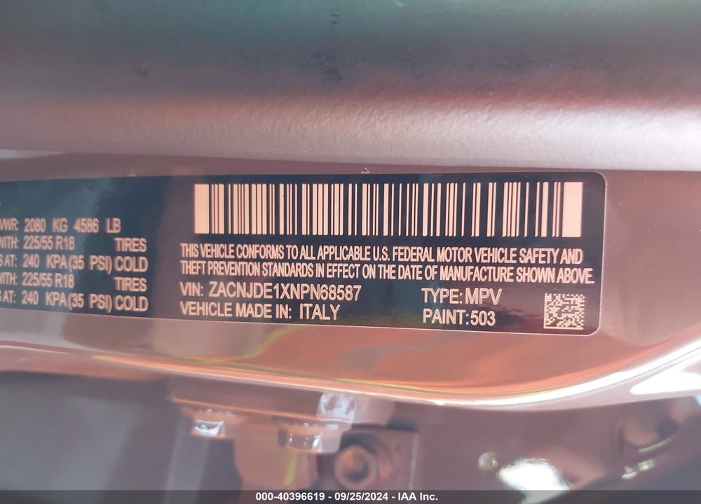 2022 JEEP RENEGADE ALTITUDE 4X4 VIN: ZACNJDE1XNPN68587