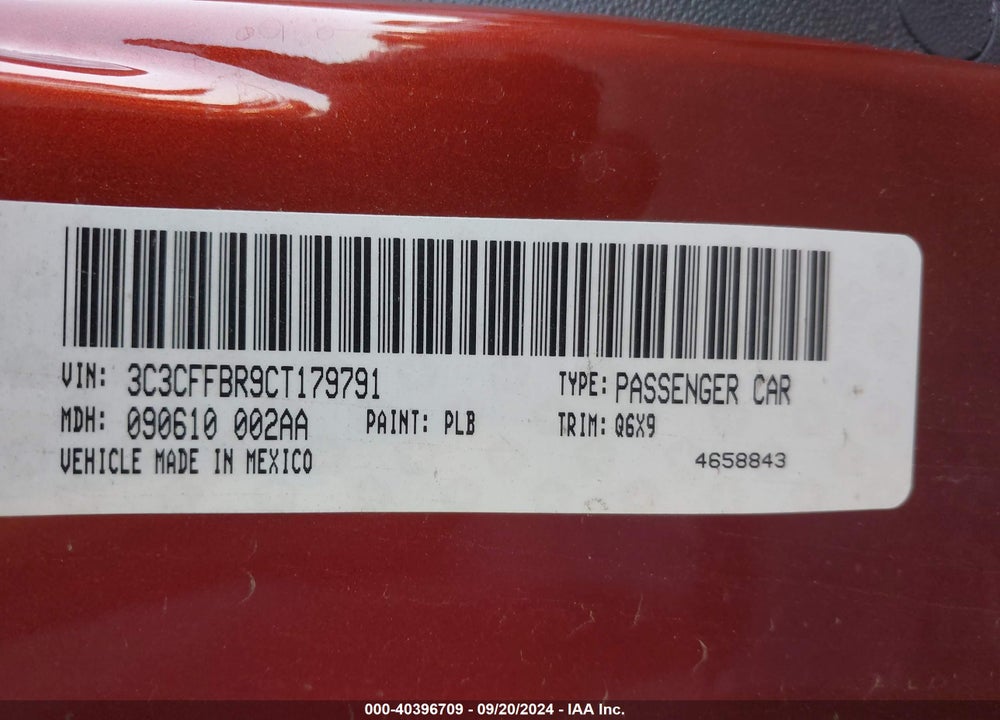 2012 FIAT 500 SPORT VIN: 3C3CFFBR9CT179791