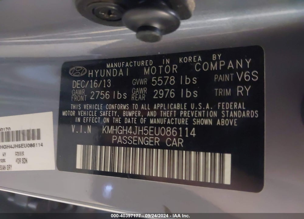 2014 HYUNDAI EQUUS ULTIMATE VIN: KMHGH4JH5EU086114
