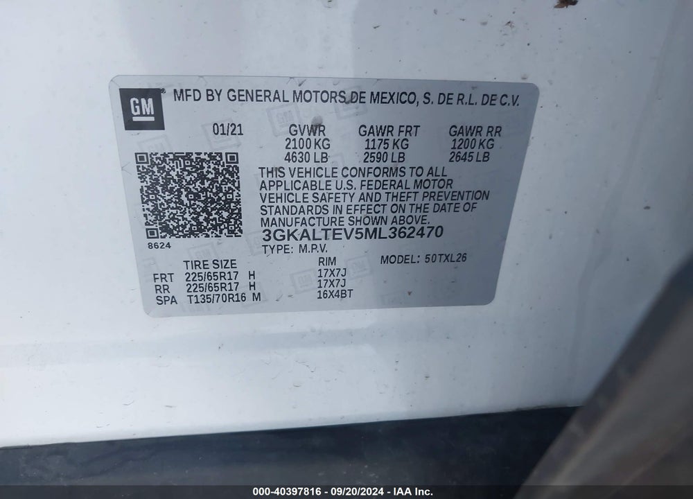 2021 GMC TERRAIN AWD SLE VIN: 3GKALTEV5ML362470