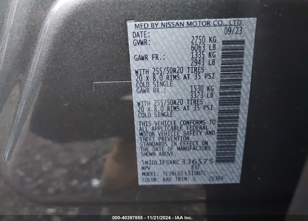 2024 INFINITI QX60 LUXE AWD VIN: 5N1DL1FSXRC336575
