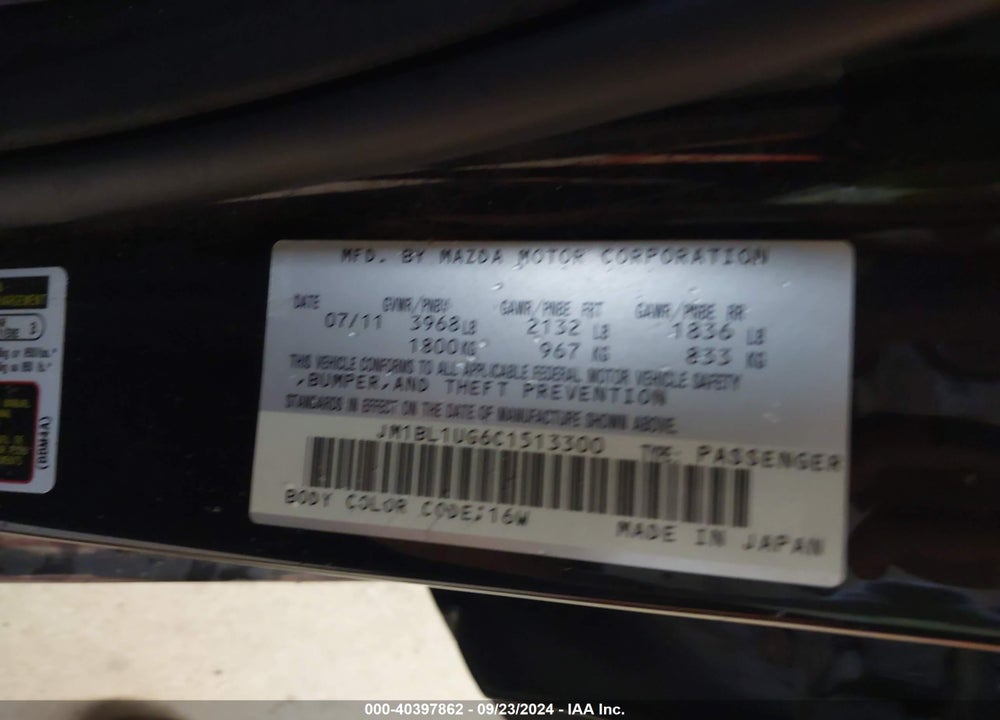 2012 MAZDA 3 I SPORT VIN: JM1BL1UG6C1513300