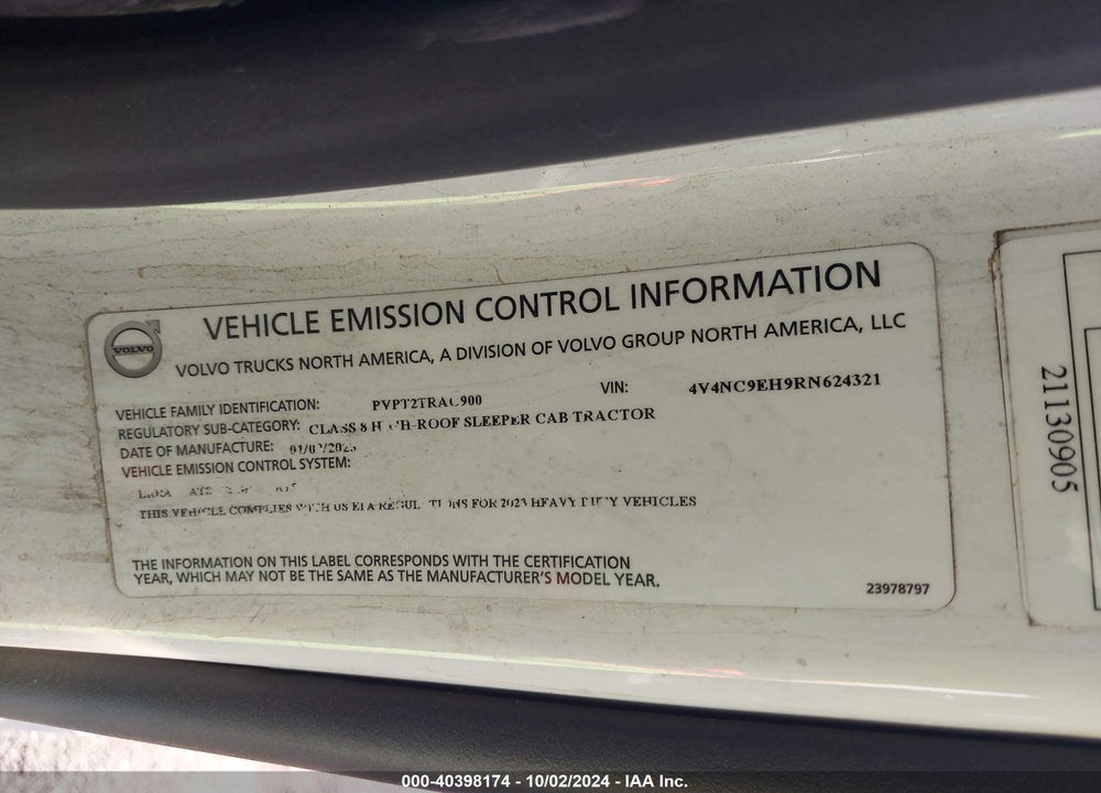 2024 VOLVO VNL VIN: 4V4NC9EH9RN624321