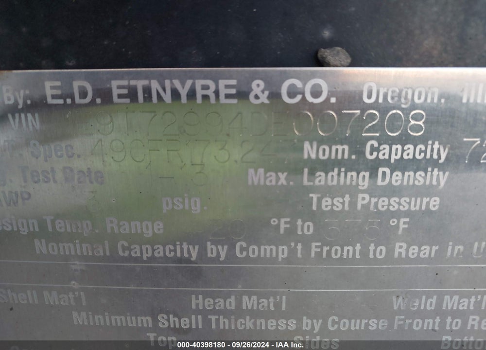 2013 E D ETNYRE & CO --- VIN: 1E9T72994DE007208